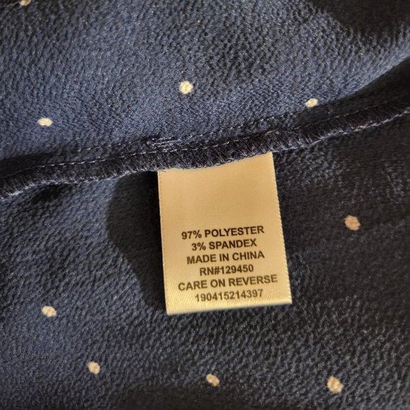 Elle NWT Off Shoulder Scalloped Blouse Navy & White Polka Dots Small - Picture 14 of 15